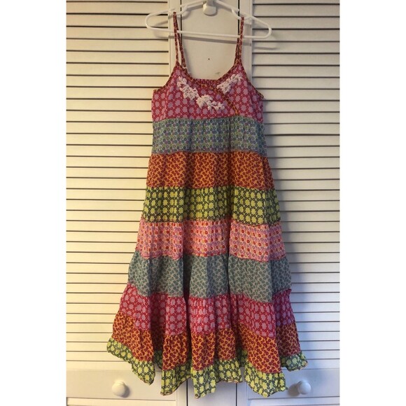 Mimi & maggie 7/8 mixed print tier summer dress - Picture 1 of 6